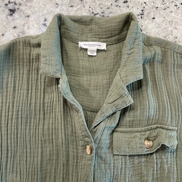 Olive Green Button-Up Romper - Picture 2 of 5